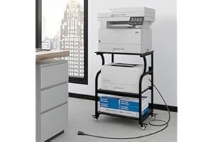 Natwind Large Printer Stand,24''x20''x29''Printer Table with Adjustable Storage Shelf,3 Tier Rolling Printer Cart with Wheels,Home Office Multifunctional Shelves for Heat Press (Black)