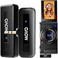 Movo Wireless Mini Camera Microphone for Video Recording- 2.4Ghz Wireless Transmitter with Clip on Lavalier Microphone for DSLR, Mirrorless Camera- Compact Lapel Mic (164FT Range, 10-Hr Battery Life)