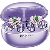 Kinglucky Open-Ear Clip-On Earbuds for Women with Detachable Holiday Bows, All-Day Comfort, Secure Fit, Lightweight Bluetooth 5.4 Wireless Earbuds 50H Playtime, Gift for Her, Clear Calls, Purple