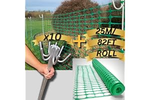 Smith & Barker GALVANISED 10 x Premium Long Life Metal Fencing Pins with 25m Temporary Barrier Fence Mesh Animal Barrier Heavy Duty 130 GSM