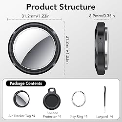 QCOQ Air Tracker Tags-4 Pack Black | Bluetooth