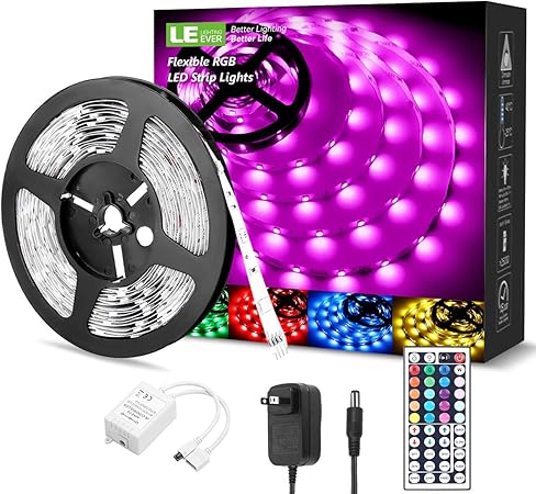 Amazon Com Le Rgb Led Strip Lights Kit 16 4ft 12v Flexible Led