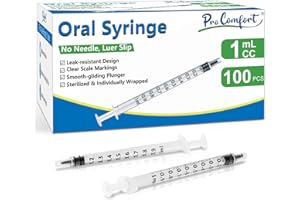 Pro Comfort 1ml Syringe without Needle, No Needle Individually Packaged Oral Syringe for Scientific Labs, Measurement, Dispensing, Oil or Glue Applicator Oral Dispenser