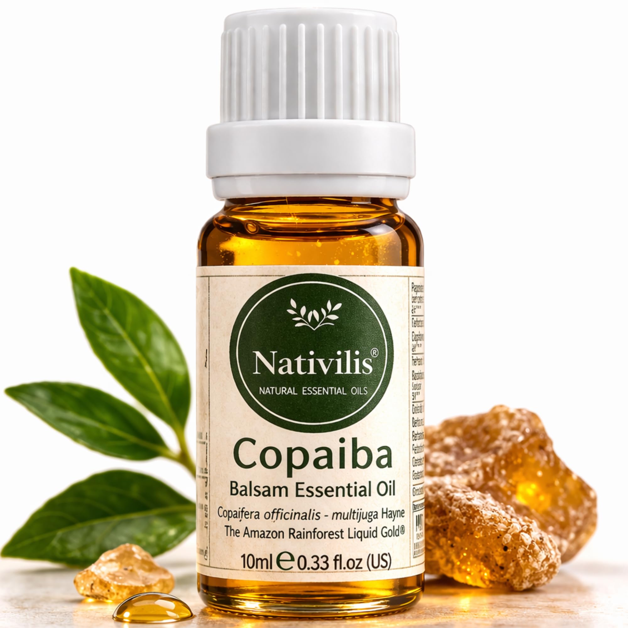 Nativilis Copaiba Balsam Essential Oil (10ml) - 100% Natural (Copaifera Officinalis) GC/MS Tested