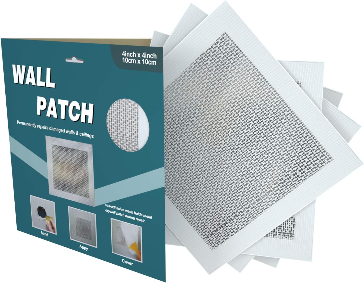 Drywall Repair Patch, Self Adhesive Fiberglass Wall Repair Patch Kit, 4