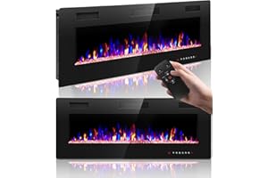 CRZOE 42 Inch Electric Fireplace Inserts, in-Wall Recessed & Wall Mounted, Ultra-Thin Heater with Timer, Realistic 3D Flame Effect with Touch Panel and Remote, Adjustable Flame Color & Speed, 750W-1500W