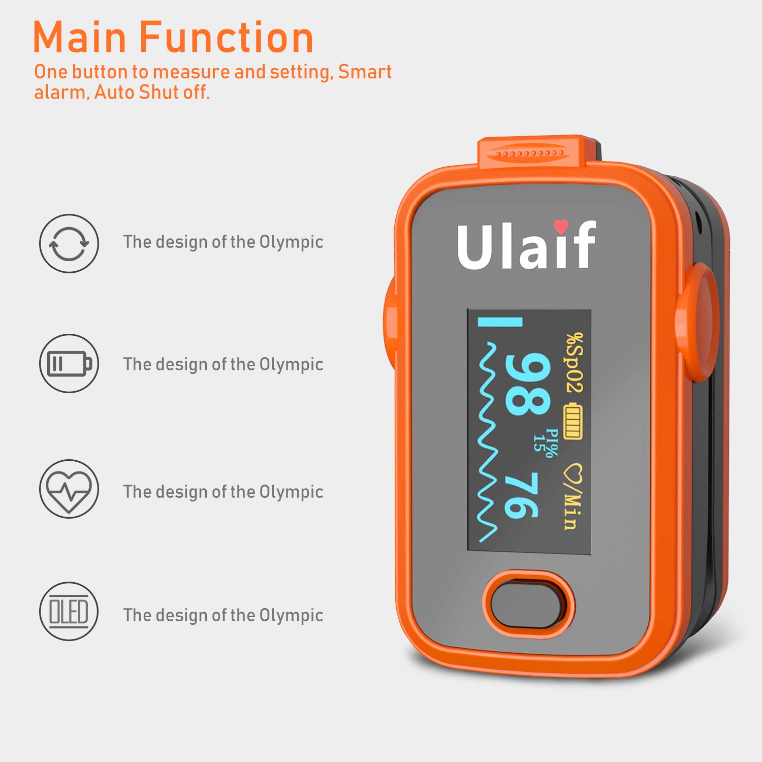 Ulaif Fingertip Pulse Oximeter With OLED Display Portable Oximetry