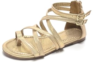 FUNKYMONKEY Girls Gladiator Strap Sandals Flat Fisherman Thong Cross Strappy Sandals