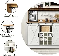 4ever2buy Farmhouse Coffee Bar Cabinet with