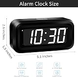 KWANWA Battery Alarm Clock 1.2" LED Display 12/24Hr Snooze Brightness view 2