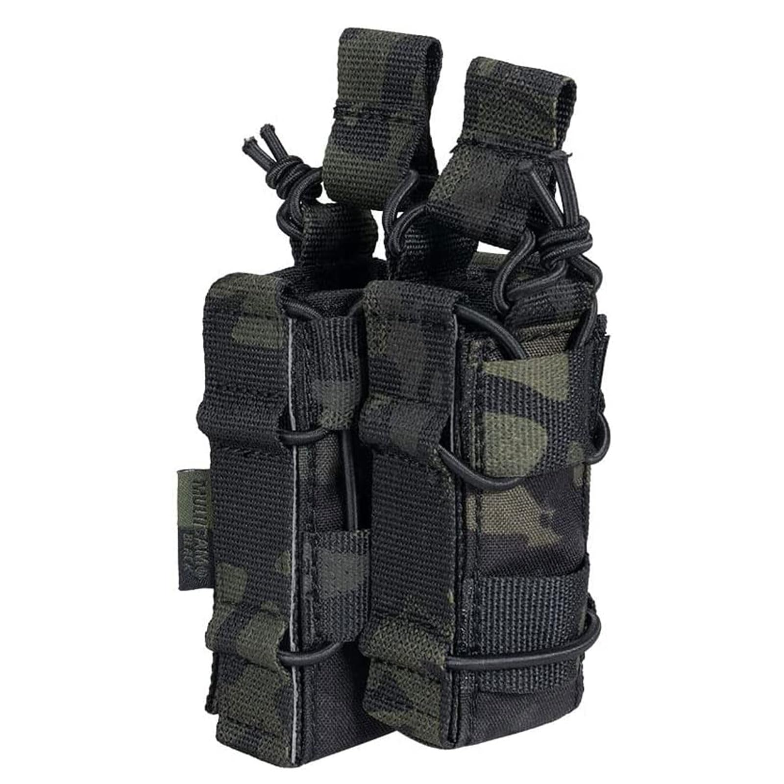 EXCELLENT ELITE SPANKER Open-Top Double Rifle Mag Pouch for M4 M14 M16 G36 AR15 Magazine with Pistol Mag Pouch（Double + Multicam Black））
