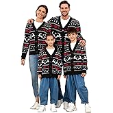 Geyoga Matching Family Ugly Christmas Cardigan Sweater Reindeer Holiday Sweater