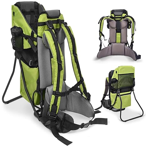 Besrey Kindertrage Kinderkraxe Kinder Rückentragen Buckelkraxer Kindertragen für den Outdoor Einsatz Grün