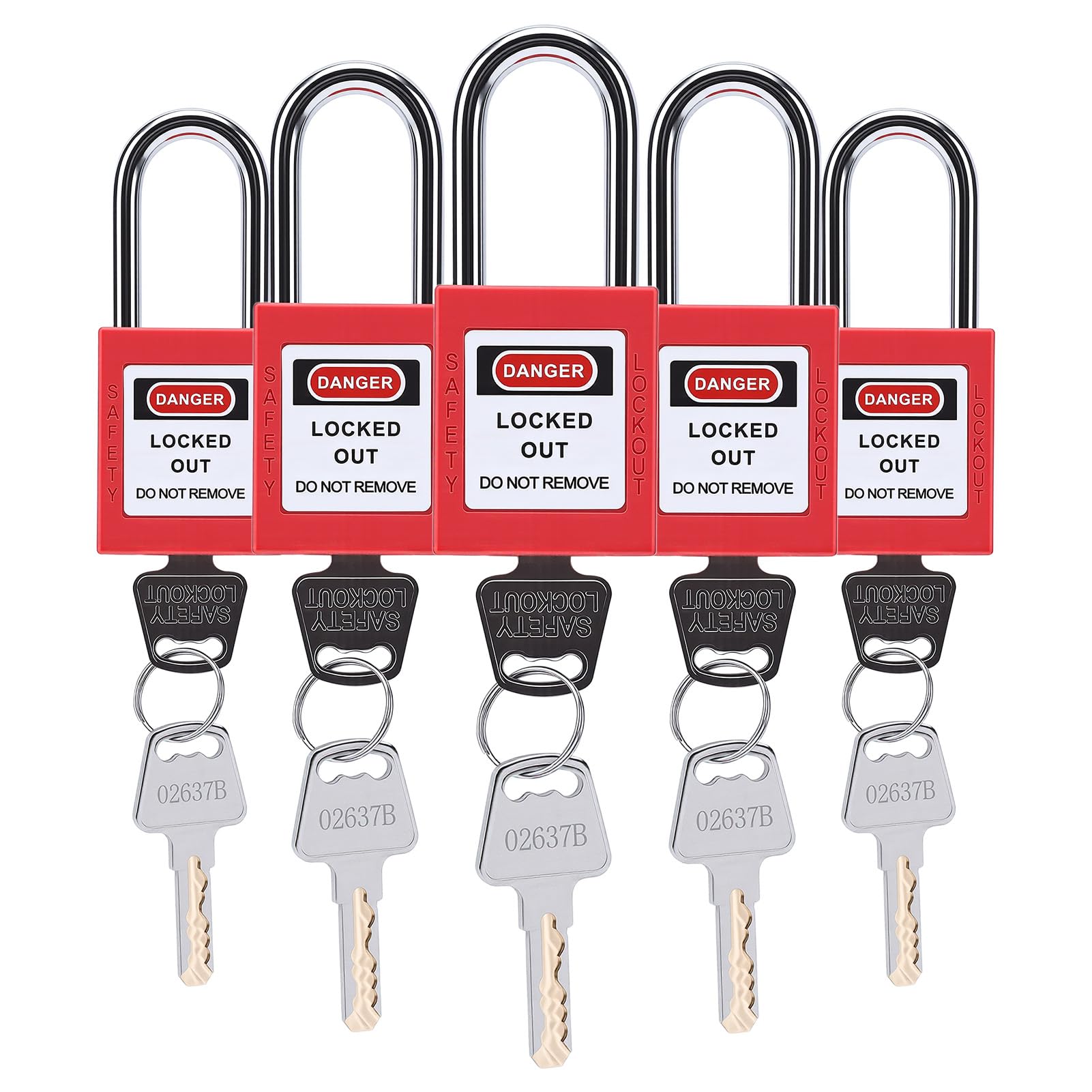 5 Sets Lockout Lock 38mm, Tagout Padlock, Anti-Skid Corrosion Resistant Padlocks, OSHA Compliant Safety Locks with Keys for Stations and Devices Industrial/Outdoor