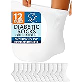 Special Essentials Diabetic Socks for Men & Women – 12 Pairs of Non-Binding Moisture-Wicking Neuropathy Socks – Ankle Length