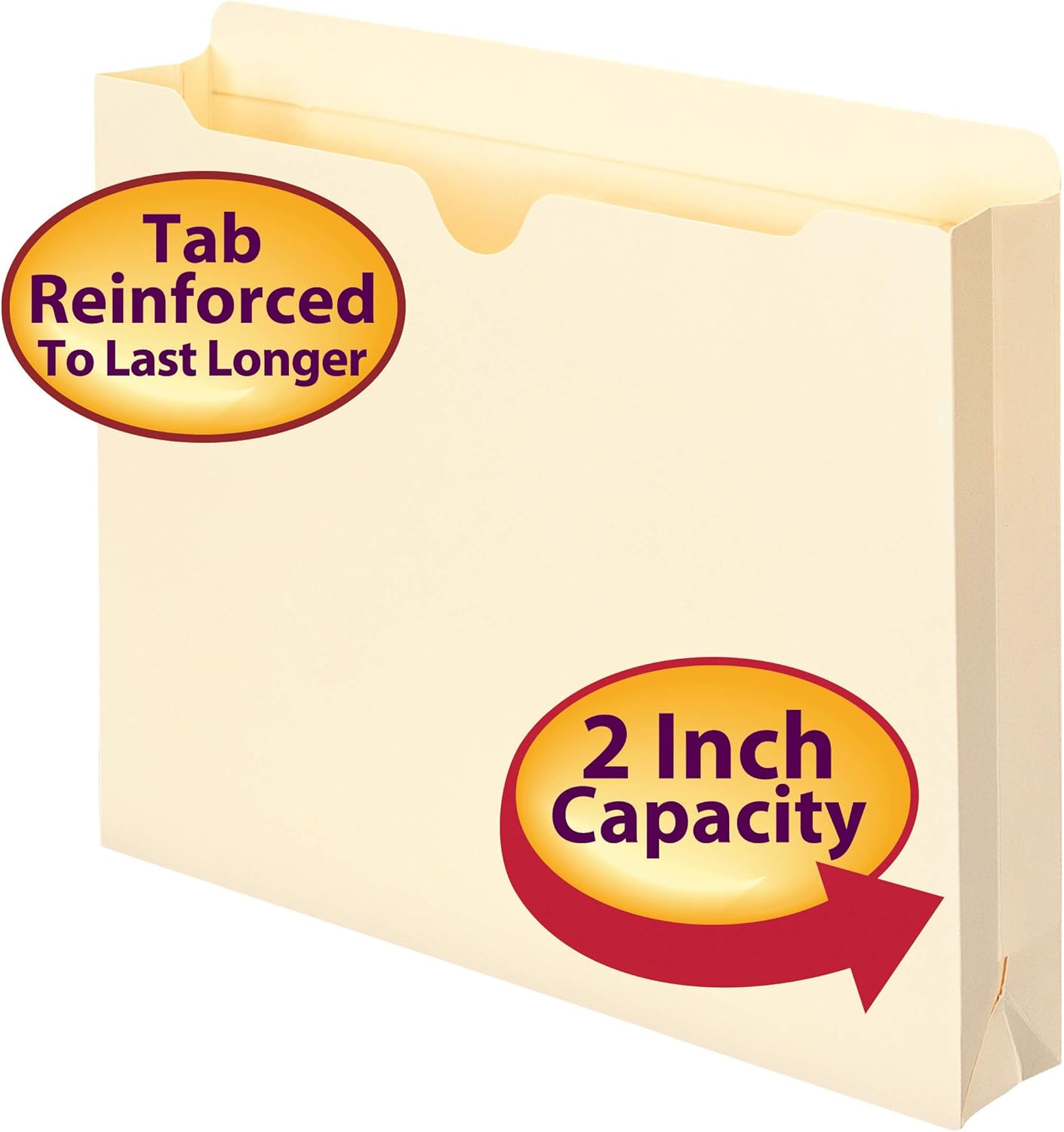 Smead File Jacket, Reinforced Straight-Cut Tab, 2" Expansion, Letter Size, Manila, 50 Per Box (75560) : Top Tab File Jackets And Pockets : Office Products