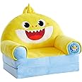 Idea Nuova Baby Shark Kids Figural 2 in 1 Plush Flip Out Sofa Chair to Sleeper Couch