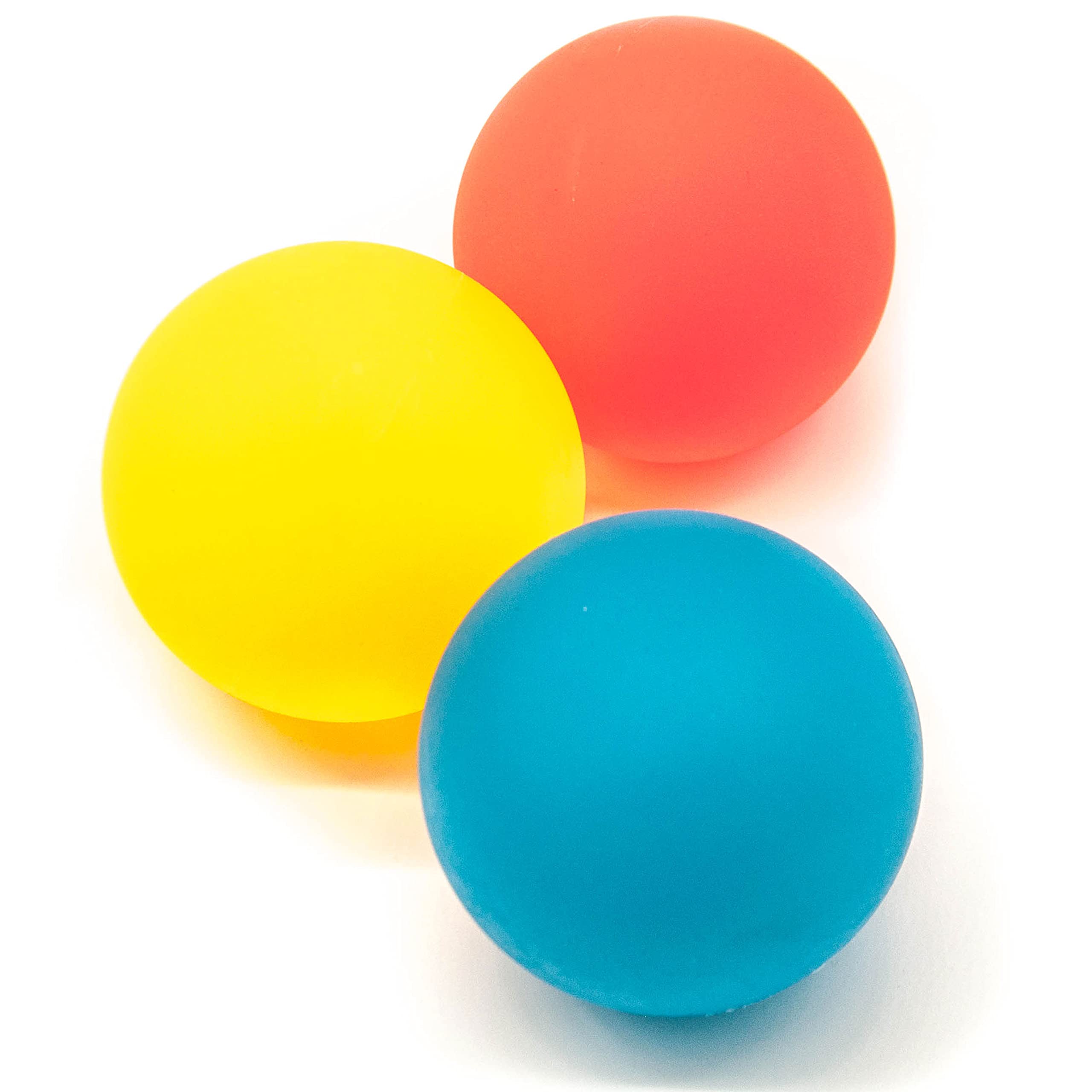 Petopedia 3x 6cm Rubber Dog Balls – Glow in the Dark – BRIGHT, FLOURESCENT Ball for Pets – Interactive Toys for Dogs, Floating, Neon Colours, Night Walk (3 Balls (Red,Yellow,Blue))