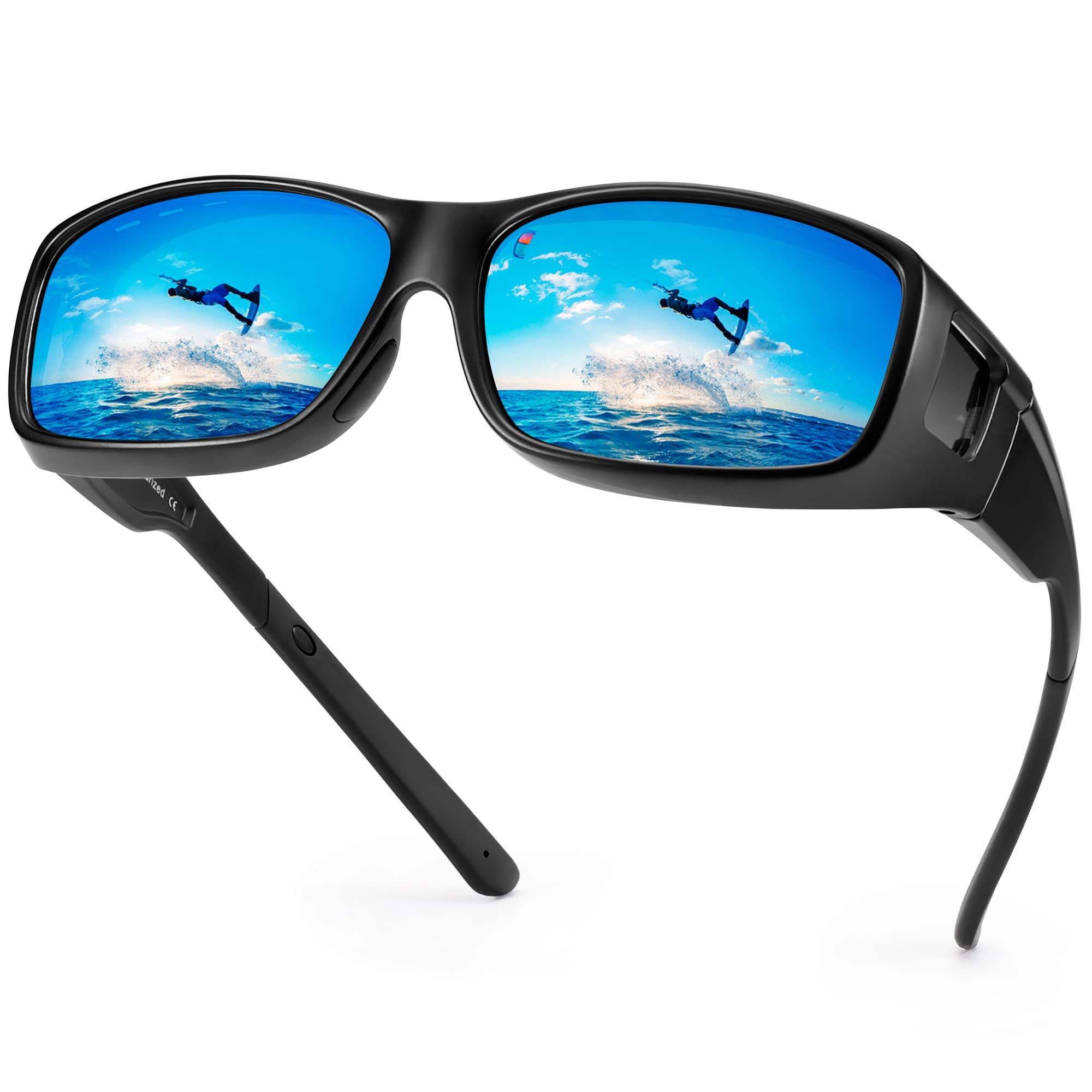 Photo 1 of URUMQI Polarized Sunglasses Fit Over Glasses for Men Women - Wraparound UV400 Shades for Driving, Fishing, Beach