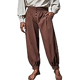 Runcati Mens Medieval Pirate Pants Renaissance Viking Knicker Colonial Halloween Cotton Gothic Costume Trousers