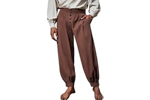 Runcati Mens Medieval Pirate Pants Renaissance Viking Knicker Colonial Halloween Cotton Gothic Costume Trousers