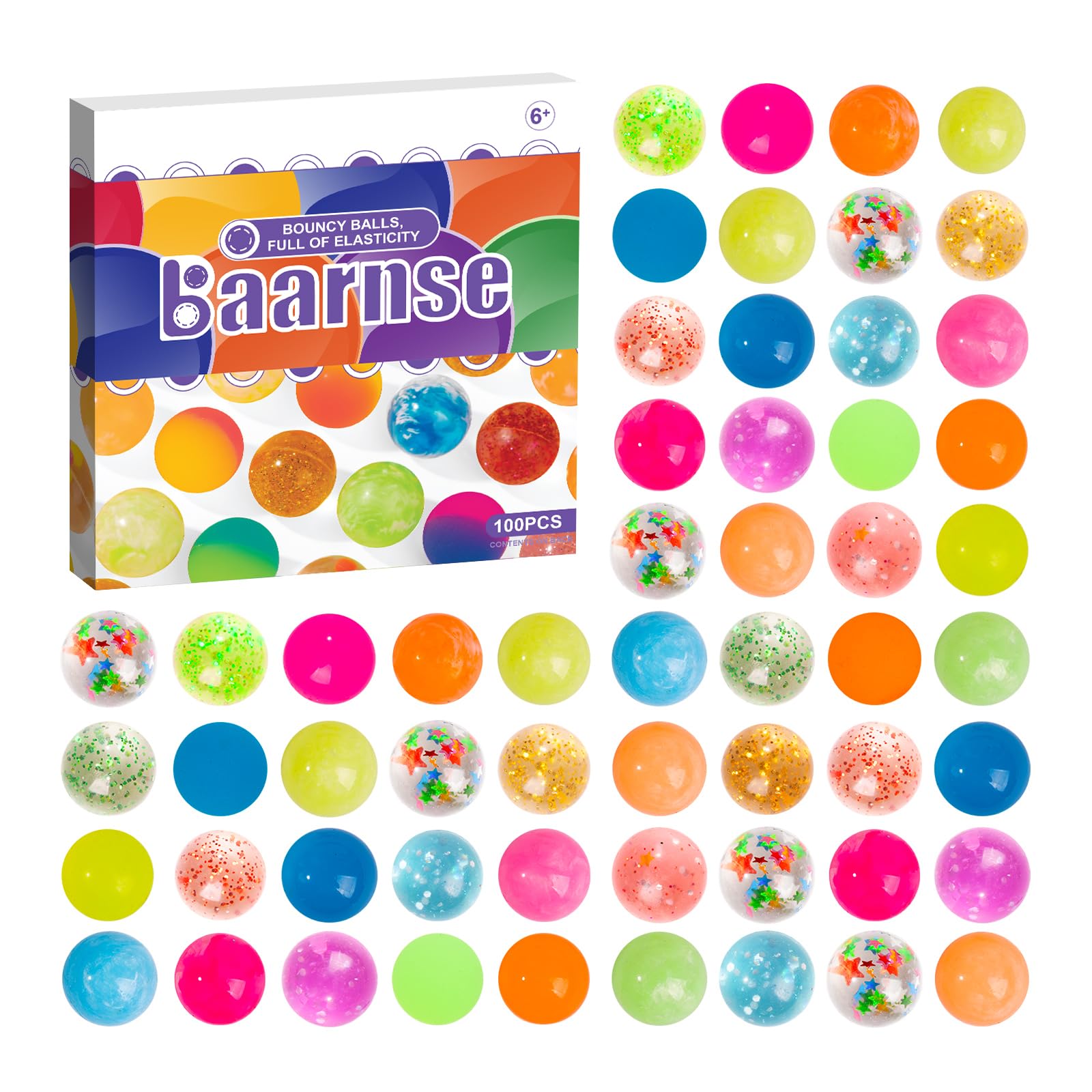 Photo 1 of 100PCS Colorful Small Bouncy Balls Bulk with Gift Box Mixed Colors Mini Bounce Bouncy Balls for Kids Party Favors, Carnival Prizes, Birthdays Gift, Easter Gifts (18 mm/ 0.71 Inch)