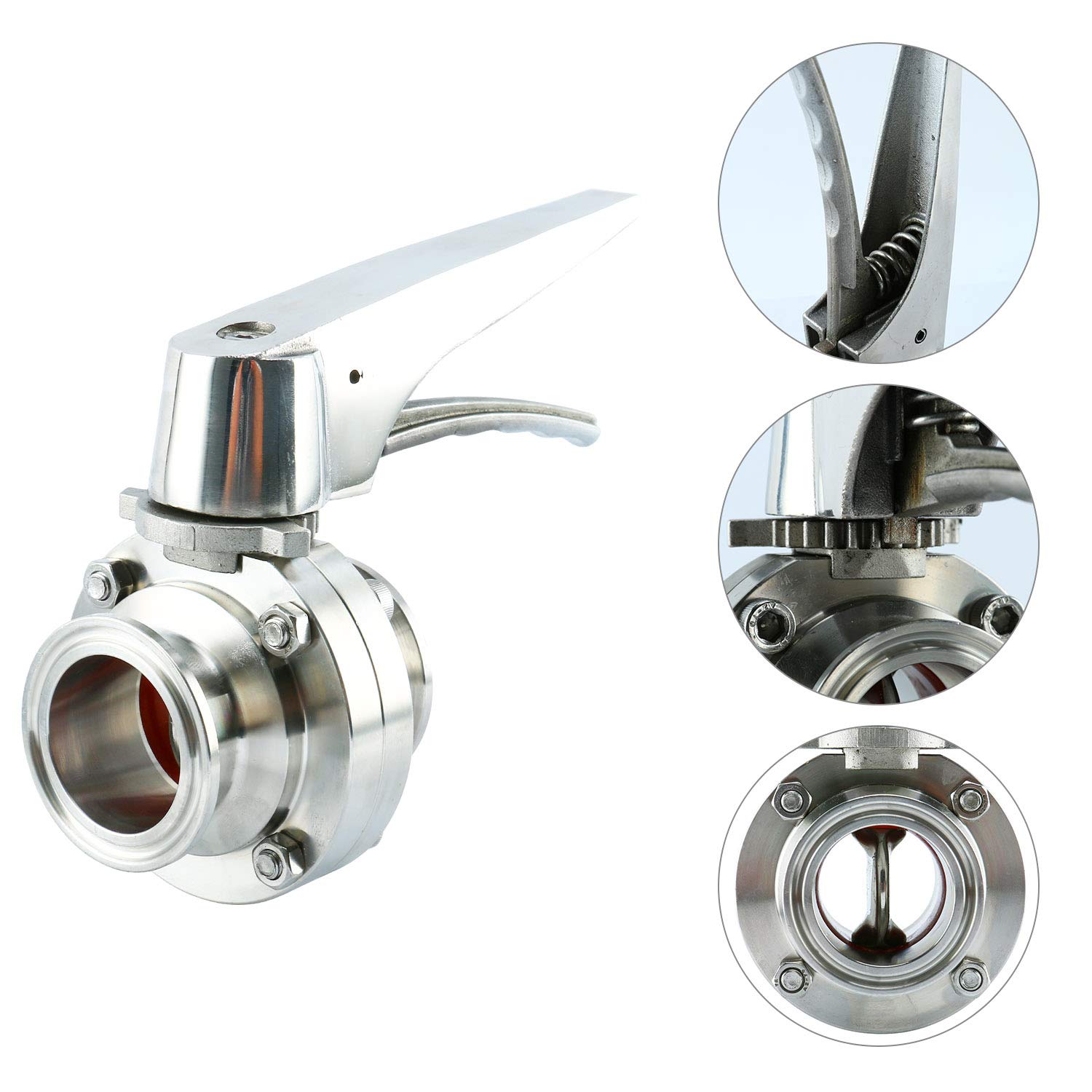 Galleon Homend 2 Pack 1.5" Sanitary Tri Clamp Butterfly Valve With