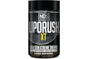 LIPORUSH NDS Nutrition XT - Super Concentrated Thermogenic with L-Carnitine & Teacrine for Shredding Fat - Supports Maximum Energy, Focus, Calorie Burning, Diuretic, Appetite Control (60 Capsules)