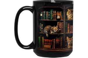 Cat Book Mug Book Lovers Gifts for Readers - Books Lover Bookish Gifts for Bookworm Women - Library Bookshelf Mug - Best Gift