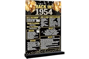 Trgowaul 70th Birthday Anniversary Decoration Women Men, Black Gold Back in 1954 Birthday Poster Acrylic Table Sign with Stand, 70 Birthday Decor Gifts Men, Vintage 1954 70 Years Ago Poster Decoration