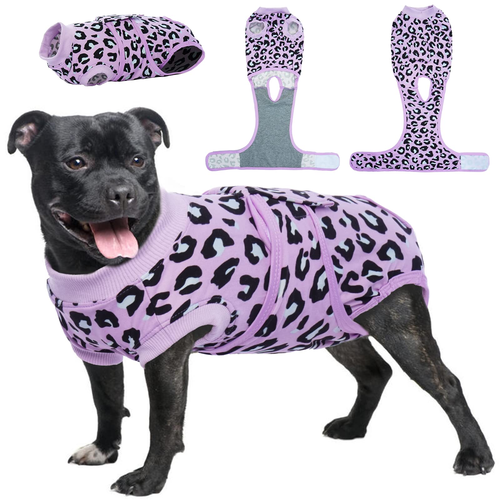 Kuoser Dog Surgery Recovery Suit, Dogs Recovery Suits for Female Spay and Male Neuter, Dog Onesie for After Surgery Post-Op Care, Puppy Post Body Vest Prevent Licking, Purple M