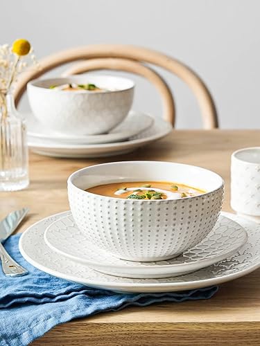 LE TAUCI Dinnerware Sets 12 PCS, Ceramic Plates and Bowls Set