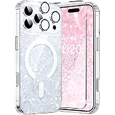 WATEFULL Case Compatible iPhone 17 Pro MagSafe White Opal Pearly Glitter Sparkly, Bling Magnetic Translucent Bumper Case +1 Screen 1 Camera Protector for Women Girl iPhone 17 Pro 6.3" 2025(White Opal)