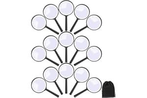 Elcoho 15 Pack Handheld Magnifier Plastic Magnifying Glass for Reading Jewelry Home Office Desk Accessories with Storage Bag