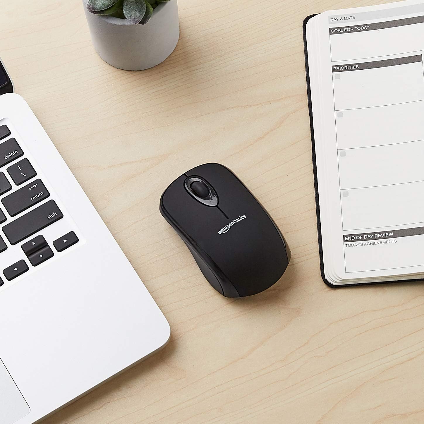 Basics Wireless Computer Mouse with USB Nano Receiver - Black: Computers & Accessories