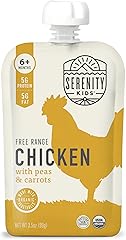 Serenity Kids 6+ Months Organic Baby Food Pouches Puree - Savory Free Range Chicken & Veggie Baby Puree - No Added Sugar & Av