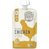 Serenity Kids 6+ Months Chicken Puree Baby Food Pouches - No Added Sugar Organic Baby Puree - Free-Range Chicken & Pea & Carrot - 3.5 Oz, Pack of 6