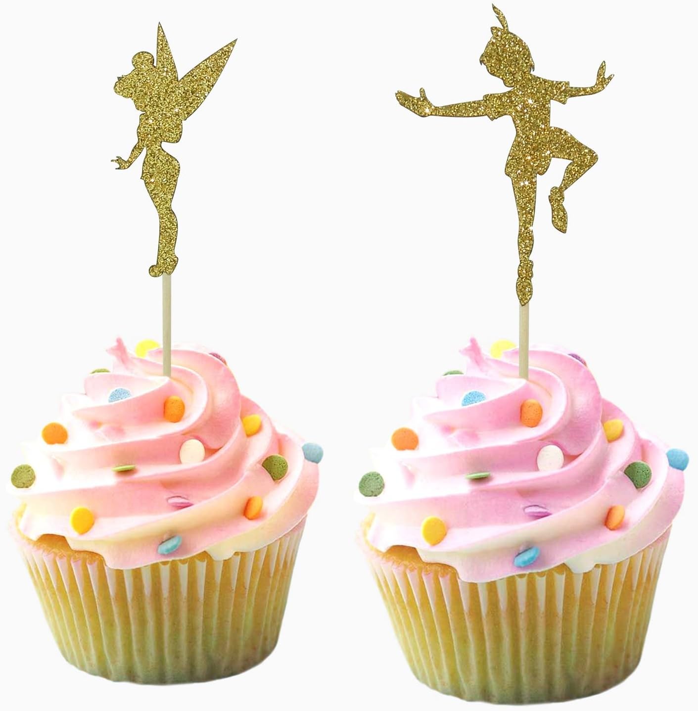 animation and fantasy characters inspired Party Wedding Birthday Cupcake Topper cardstock Color Gold 12 pc Pack Decoration