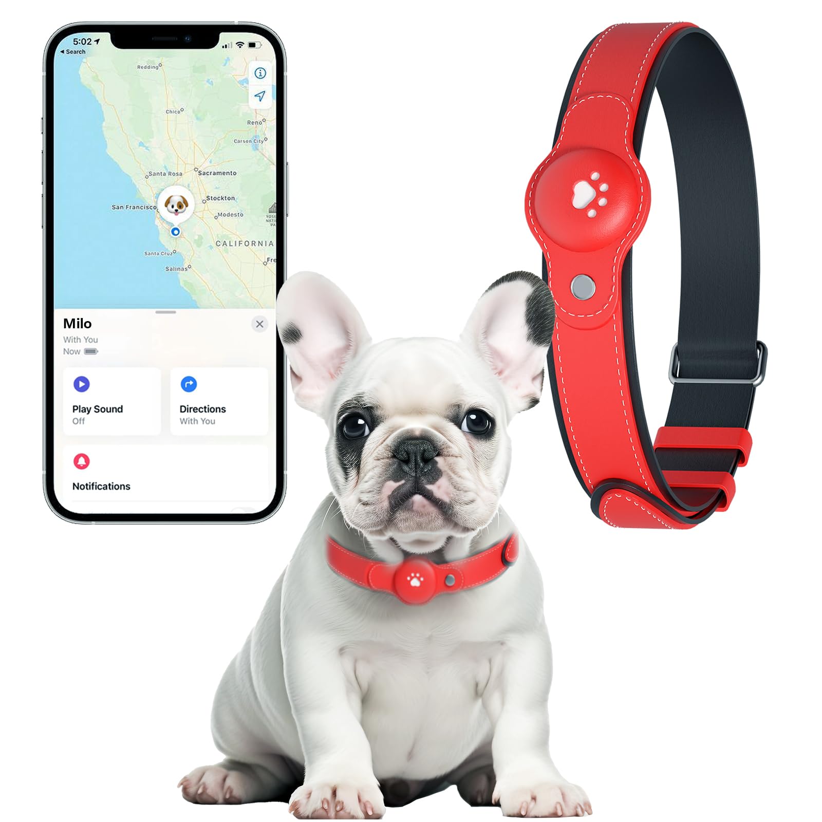 Photo 1 of 2-in-1 GPS Tracker for Dogs&Cats: Smart Collar with Real-Time Location, No Monthly Fee, Unlimited Range (iOS Only) GPS Tracker Dog Collar- Ideal for Small, Medium Large Dogs(Tracker Included)