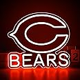 Bears Neon Sign for Wall Decor Football Team Led Neon Sign for Man Cave Birthday Gifts for Football Fans Orange Neon Lights Up Sign for Party Club Bar Dorm Decor Size12.2 * 13.5inch(ZYLD115)