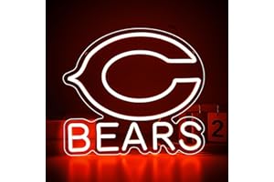 BRINEON Bears Neon Sign for Wall Decor Football Team Led Neon Sign for Man Cave Birthday Gifts for Football Fans Orange Neon Lights Up Sign for Party Club Bar Dorm Decor Size12.2 * 13.5inch(ZYLD115)