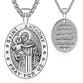 AUDINCEED 18K Gold St Michael Pendant/Saint Anthony/Archangel Raphael/St Benedict/San Judas/Jesus Cross/Santa Muerte/Virgin Mary Necklace 925 Sterling Silver Amulet Jewelry for Men Women