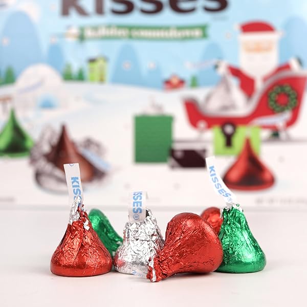 HERSHEY KISSES CHOCOLATE ADVENT CALENDAR, 2024 COUNTDOWN TO CHRISTMAS WITH 48 PIECES OF INDIVIDUALLY WRAPPED CANDY, 24 DAYS, 7.6 OUNCES
