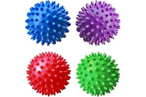 QI MEI Professional Massage Balls Foot Ball Foot Massager Spiky Roller for Deep Tissue Trigger Point Plantar Fasciitis Reflexology Stress Therapy Myofascial Release(Green + Pink + Purple + Blue)