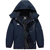 QUCOOM Kids Boy's Winter Waterproof Ski Jacket,Thick Snow Coat with Detachable Hood Warmth Windproof Snowboard Jackets