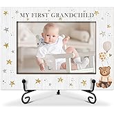 My First Grandchild Wooden Photo Frame Mothers Day Gifts Love Gifts for Grandma Nana, Wooden Photo Frame with Iron Stand for Tabletop or Desktop Display, Home Table Decor (4x6" Horizontal Photo) - 38