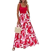 KIRUNDO Women Summer Sleeveless Boho Floral Maxi Dress 2026 Scoop Neck Tank A Line Flowy Beach Vacation Resort Wear Sundress
