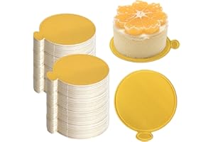 Haakong 100 Pcs Round Mini Cake Boards 3 inch Gold Circle Base Paper Cupcake Dessert Plates for Wedding Birthday Party Baby S