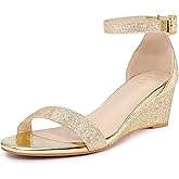 Allegra K Women's Glitter Heels Open Toe Wedge Heel Sandals