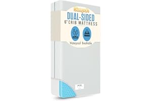 Sleepah 6" Crib & Toddler Bed Mattress Dual Sided (Firm & Plush) Cooling Memory Foam – Waterproof Washable Breathable Soft Co